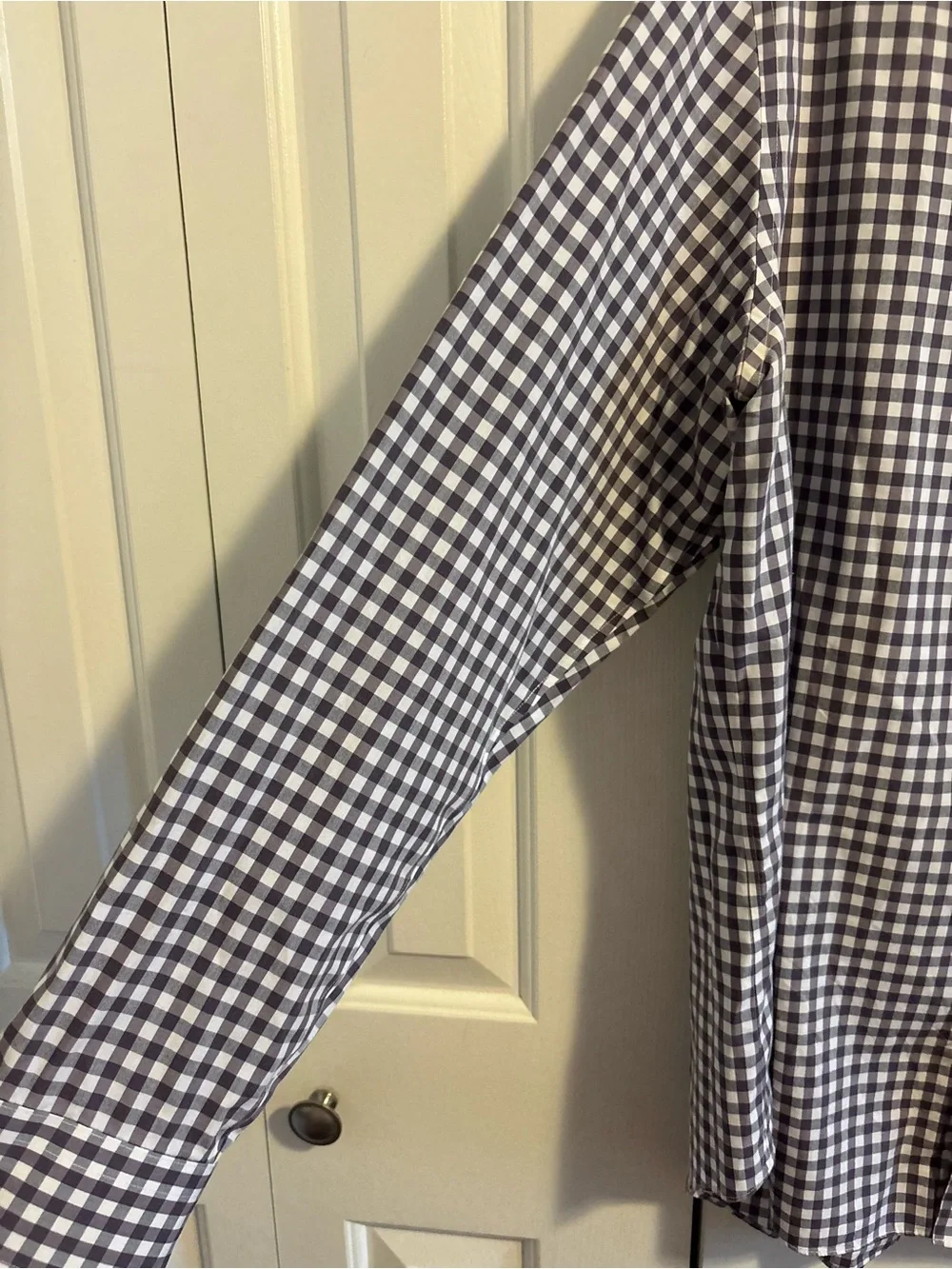 Men's Gray and White Gingham Button-Down Shirt- banana republican size large